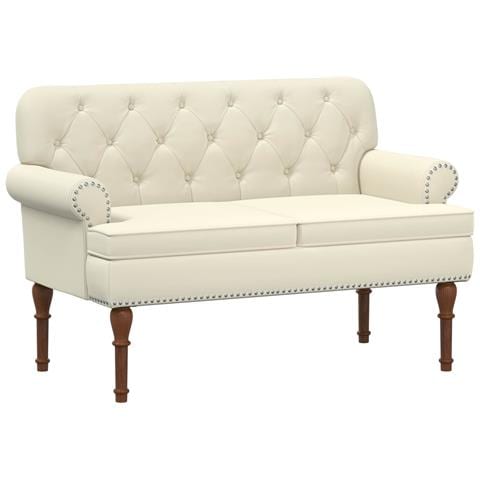 Loveseat con bottoni imbottiti Crema 120 x 65 x 77 cm - Foto 1