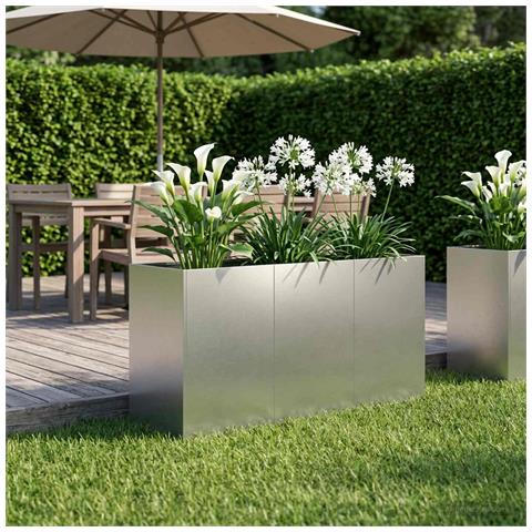 Vaso da giardino Argento 120 x 40 x 60 cm Acciaio Inox - Foto 2