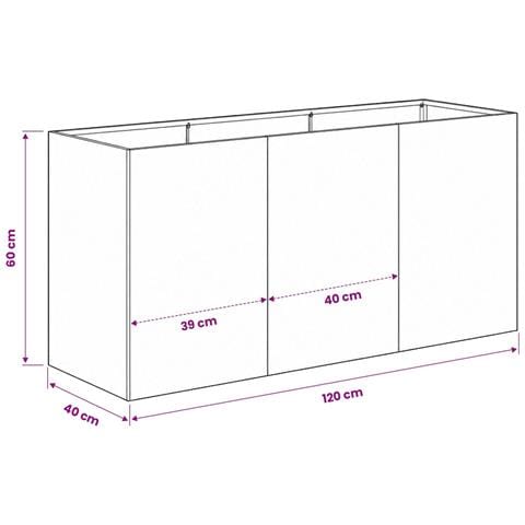 Vaso da giardino Argento 120 x 40 x 60 cm Acciaio Inox - Foto 7