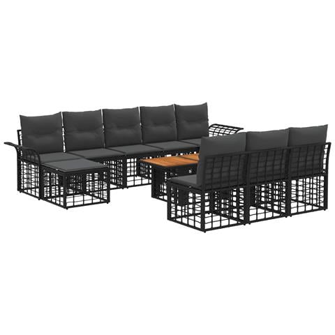 Set Divano da Giardino 11 pz Nero e Grigio scuro polyrattan - Foto 1