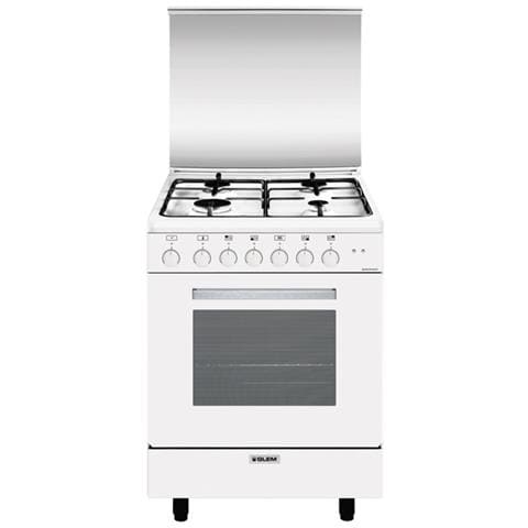 GLEM GAS Cucina Elettrica A664MX6 4 Fuochi Gas Forno Elettrico Classe A Dimensioni 60x60 Colore Bianco Serie Alpha OV11333