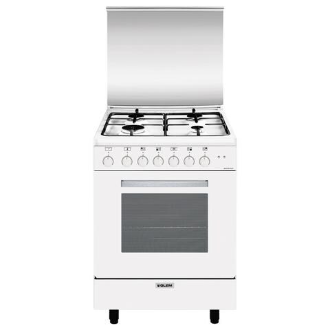 GLEM GAS Cucina Elettrica A664MX6 4 Fuochi Gas Forno Elettrico Classe A Dimensioni 60x60 Colore Bianco Serie Alpha OV11333