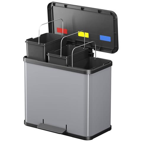 Pattumiera A Pedale Oko Trio Plus L 3x9 L Argento 0633-220 - Foto 2