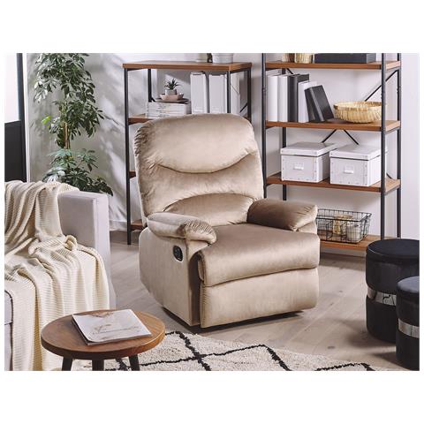 Poltrona In Velluto Taupé Regolabile Manualmente Eslov - Foto 15