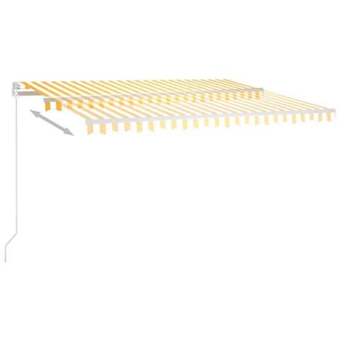 Tenda da Sole Retrattile Manuale LED 450x350 cm Giallo Bianco - Foto 2