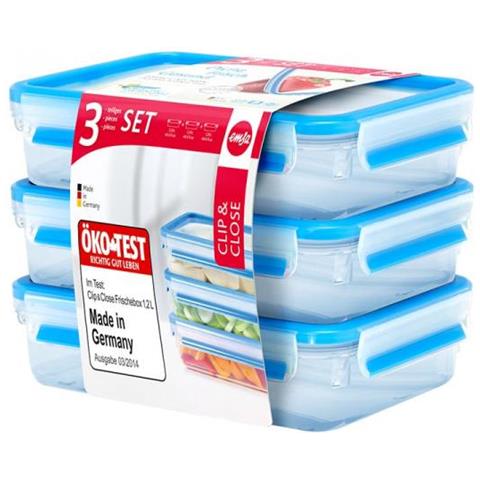 515645 Recipiente Per Cibo Rettangolare Scatola 1,2 L Blu, Traslucido 3 Pz - Foto 1