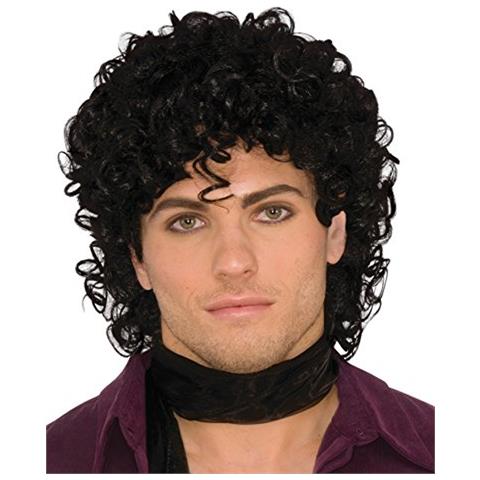Parrucca Da Rock Star Anni 80 Royalty Nera, Taglia Unica - Foto 1