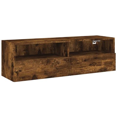 Mobile Tv A Parete Rovere Fumo 100x30x30 Cm Legno Multistrato - Foto 2
