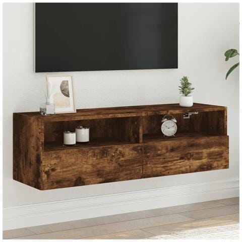 Mobile Tv A Parete Rovere Fumo 100x30x30 Cm Legno Multistrato - Foto 1