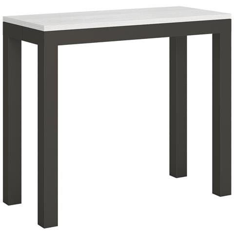 Consolle Allungabile 90x40/196 Cm Everyday Small Evolution Telaio Antracite - Bianco Frassino - Foto 5