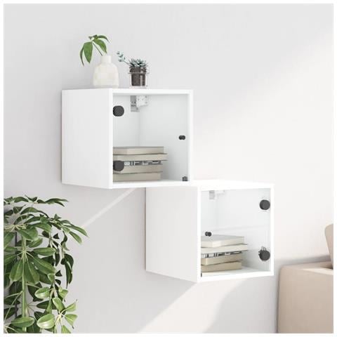 Comodini Con Ante In Vetro 2pz Bianco 35x37x35 Cm - Foto 3