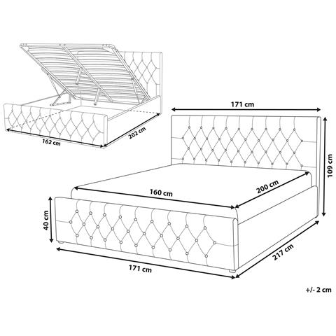 Letto Contenitore Velluto Amiens 160 X 200 Cm Tortora - Foto 2