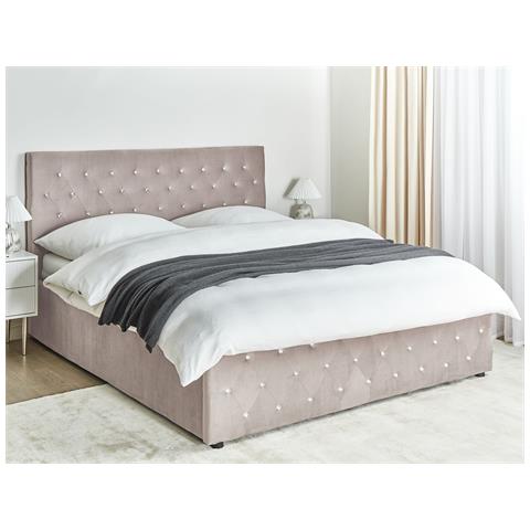 Letto Contenitore Velluto Amiens 160 X 200 Cm Tortora - Foto 1