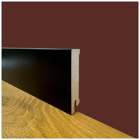 100ml Di Battiscopa Zoccolino Squadrato In Fibra Di Legno Compatta 80x15 Nero (total Black) - Foto 1