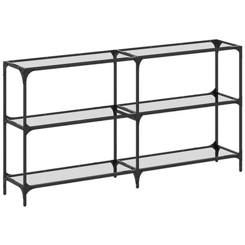 Tavolino Consolle Piano Vetro Trasparente 158,5x30x81cm Acciaio - Foto 2
