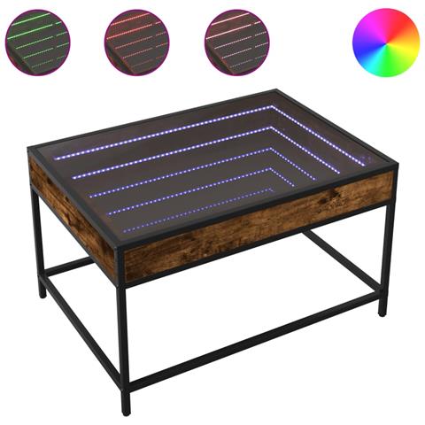 Tavolino Da Salotto Con Led Infinity Rovere Fumo 70x50x41 Cm - Foto 1