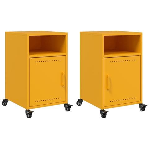 Comodini 2 pz Giallo Senape 36x39x59 cm in Acciaio - Foto 1