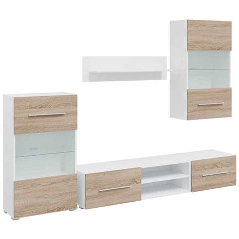 Mobile TV 5 pz con Illuminazione a LED Rovere Sonoma Truciolato - Foto 1