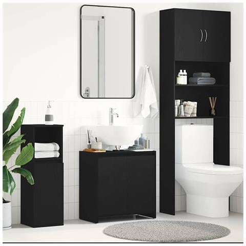 Armadietto Bagno Rovere Nero 60x33x60 cm Legno Ingegnerizzato - Foto 1