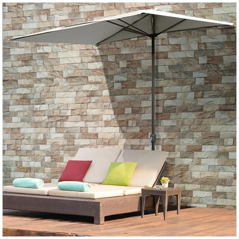 Ombrellone da Parete Mezzaluna Salvaspazio con Apertura a Manovella, Beige - Foto 6