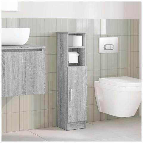Mobile Da Bagno Con Portarotolo Grigio Sonoma 20,5x22x90 Cm - Foto 3