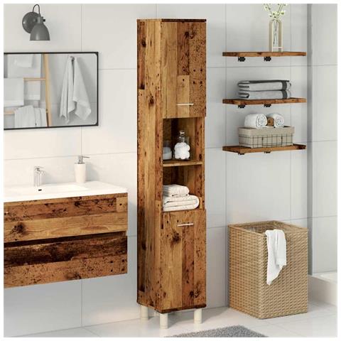 Mobile Da Bagno Legno Antico 30x30x179 Cm In Legno Multistrato - Foto 3