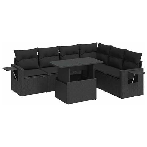 Set Divani Da Giardino Con Cuscini 7pz Nero Polyrattan - Foto 2