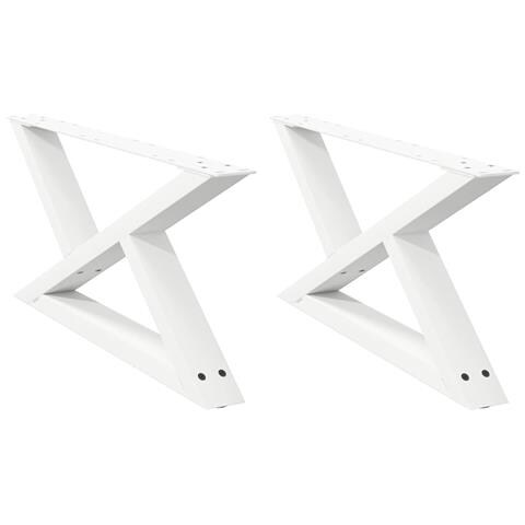 Gambe Per Tavolino 2 Pz Bianco 70x(30-31,3) Cm In Acciaio - Foto 2