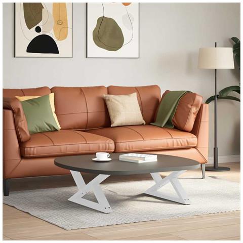 Gambe Per Tavolino 2 Pz Bianco 70x(30-31,3) Cm In Acciaio - Foto 3