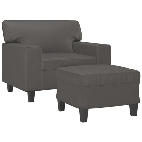 Poltrona Con Poggiapiedi Grigio 60 Cm In Similpelle - Foto 3