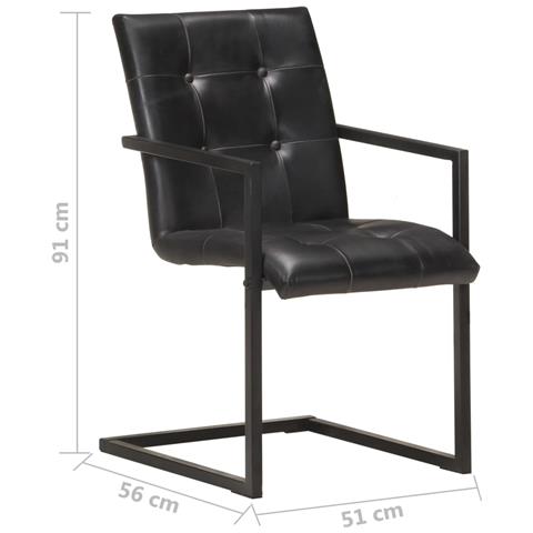 Lusso Casadino - Sedie Da Pranzo A Sbalzo 2 Pz Nere In Vera Pelle - Foto 8