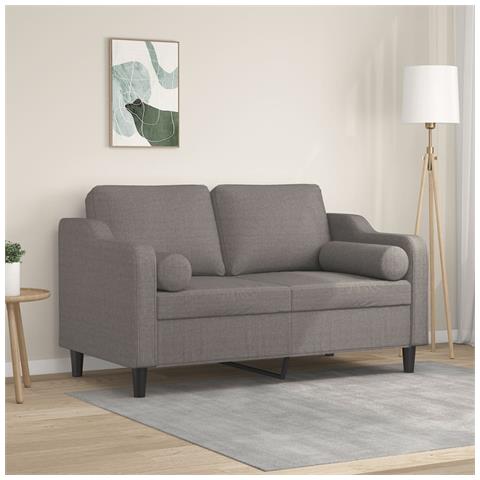 Divano a 2 Posti con Cuscini Tortora 120 cm in Tessuto - Foto 2