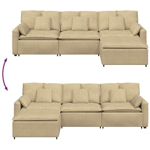 Divano Modulare con Poggiapiedi e Cuscini Verde Grigio Chiaro - Foto 9