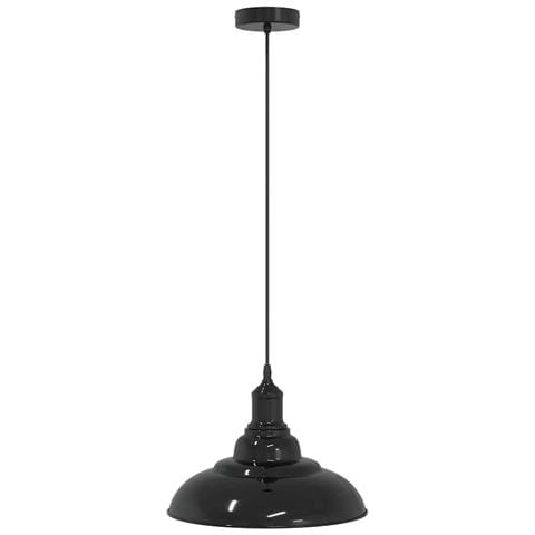 Lampada a Sospensione Regolabile E27 Nero Lucido Ø31 cm Metallo - Foto 1