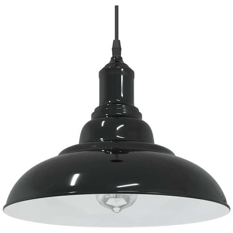 Lampada a Sospensione Regolabile E27 Nero Lucido Ø31 cm Metallo - Foto 2