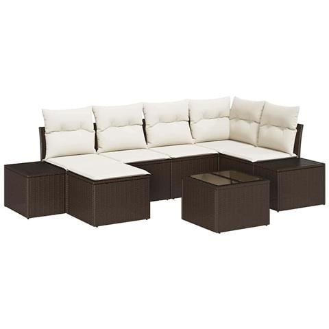 Set di Divani da Giardino 6 Pezzi con Cuscini in Rattan Polimerico Grigio - Foto 1