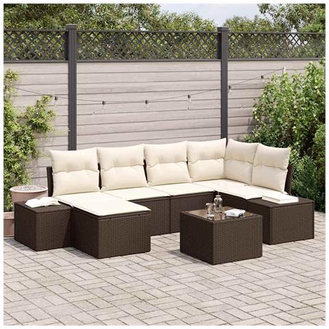 Set di Divani da Giardino 6 Pezzi con Cuscini in Rattan Polimerico Grigio - Foto 2