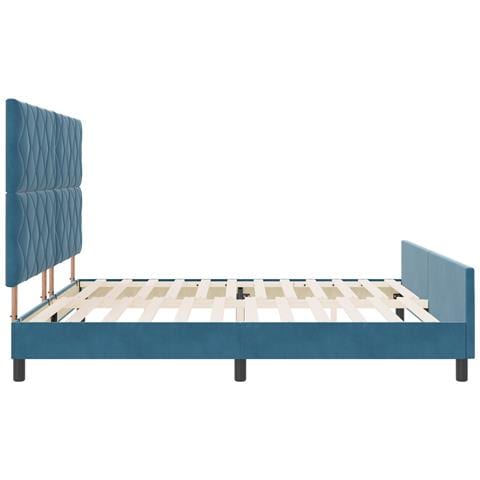 Letto Blu Scuro 200x200 cm in Velluto - Foto 9
