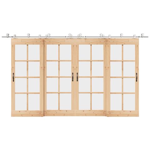 Kit Binari Porta Scorrevole 200 cm Acciaio Inossidabile Argento - Foto 2