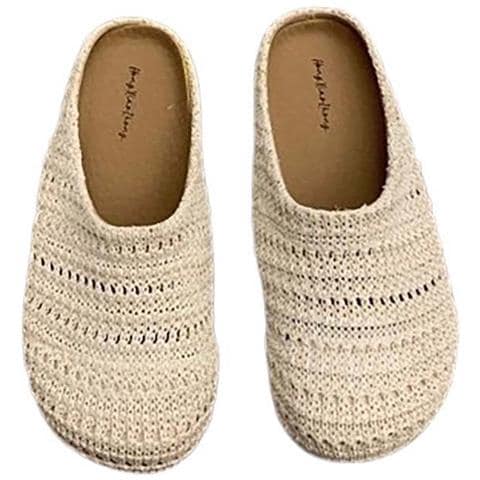 Ciabatte Donna Intrecciate A Mano In Stile Francese Con Punta Chiusa, Traspiranti, Colore Avorio, Compatibili Con Stile Estivo E Casual M - Foto 1