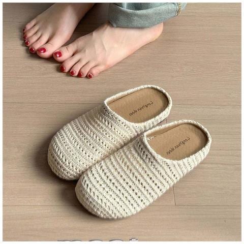 Ciabatte Donna Intrecciate A Mano In Stile Francese Con Punta Chiusa, Traspiranti, Colore Avorio, Compatibili Con Stile Estivo E Casual M - Foto 2