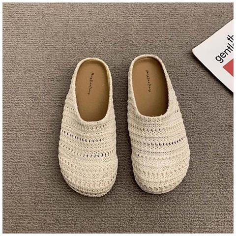 Ciabatte Donna Intrecciate A Mano In Stile Francese Con Punta Chiusa, Traspiranti, Colore Avorio, Compatibili Con Stile Estivo E Casual M - Foto 6