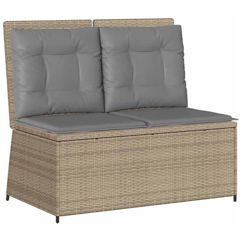 Panchina da giardino con cuscino Beige Poly Rattan - Foto 1