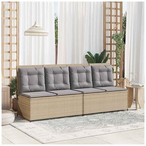 Panchina da giardino con cuscino Beige Poly Rattan - Foto 2