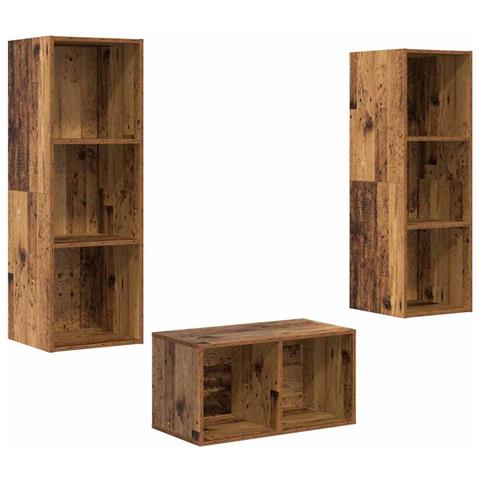 Set mobile TV Legno vecchio 37 x 37 x 107 cm Legno multistrato - Foto 1