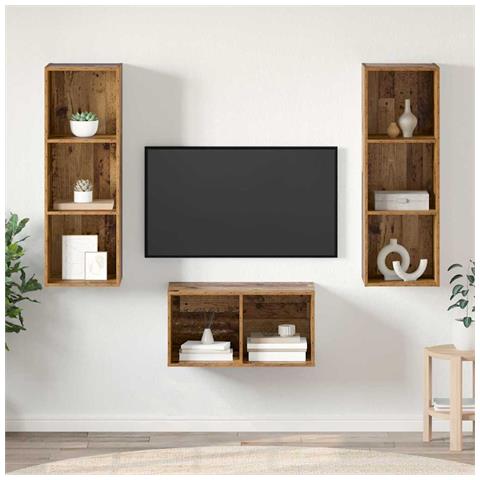 Set mobile TV Legno vecchio 37 x 37 x 107 cm Legno multistrato - Foto 2