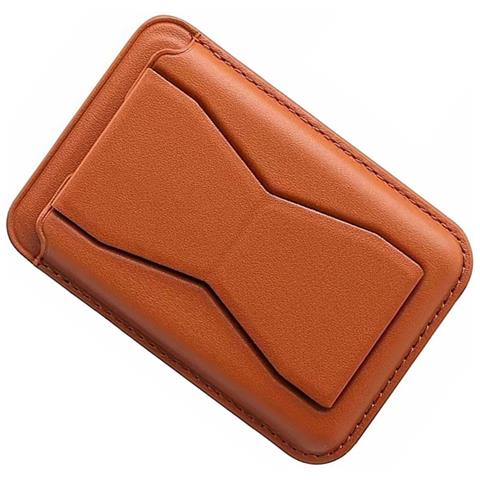 Porta Carte E Supporto Pieghevole In Pu Pelle Universale Con Slot A Farfalla Brown - Foto 3