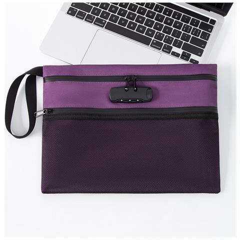 Borsa Di Sicurezza A Strati Visibili Con Lucchetto Antifurto - Organizzatore Di Documenti Sicuro Purple - Foto 2