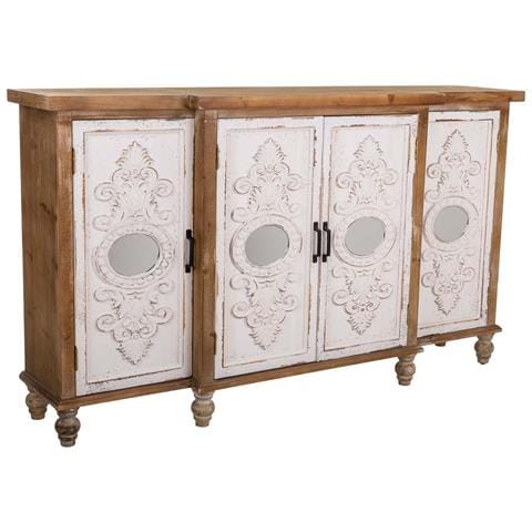 Credenza In Legno Intagliato Marrone 154x35x87h - Foto 1