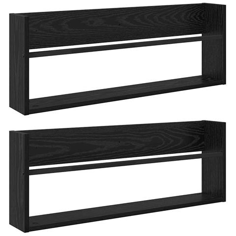Scaffale per riviste 2 pcs Rovere Nero 80 x 12 x 30 cm - Foto 1